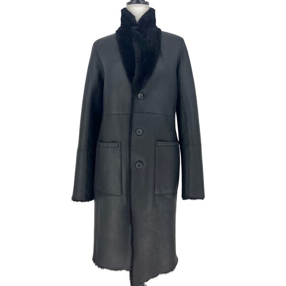 Joseph Britanny Reversible Leather & Fur Coat in Black Size 32, US 0 - Picture 8 of 15